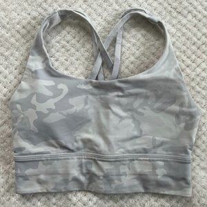 Lululemon Energy Bra Longline Size 4 White Camo